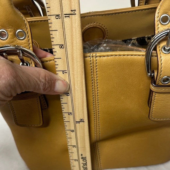 Tignanello Mustard Leather Satchel with Buckle Details - Picture 8 of 15